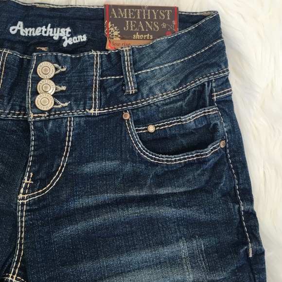 $5 Amethyst shorts jean 3 denim low rise sequin XS - Picture 7 of 8