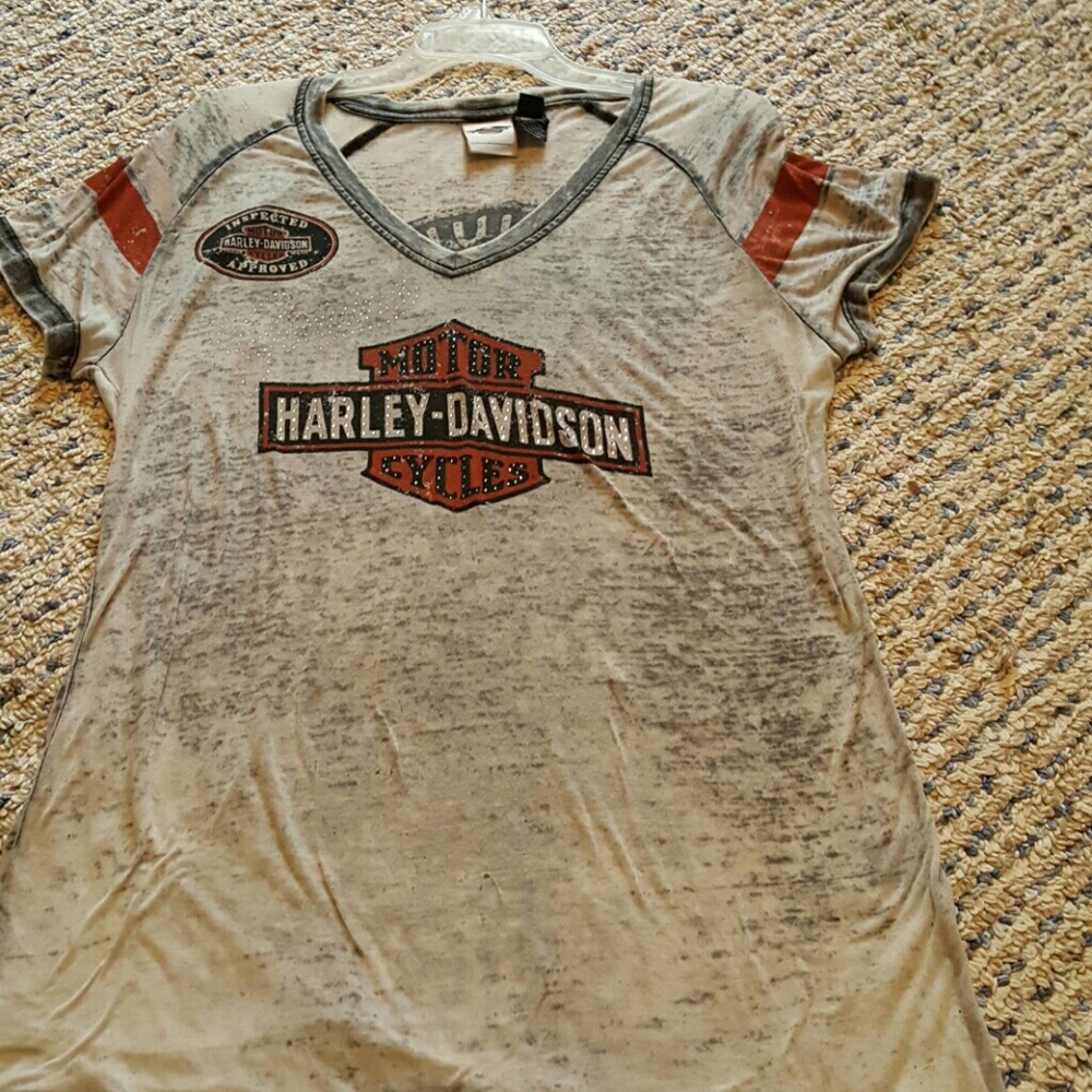 Harley Davidson top with rhinestones