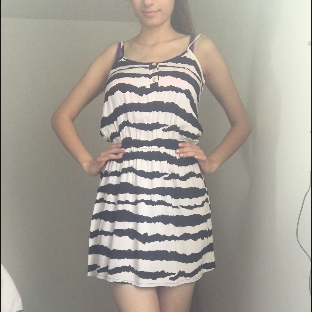 Black and white striped dress