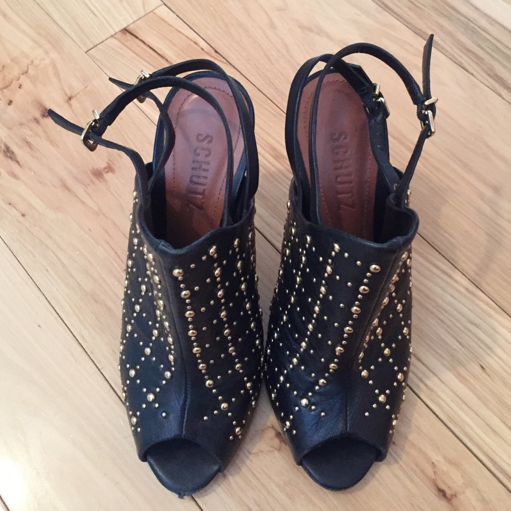 Black Heels with Gold Studs