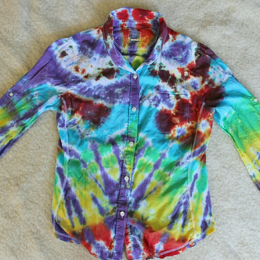 Upcycled Tie Dye Converse Light Cotton Blouse