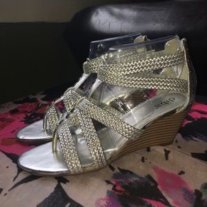 Diba silver open toe wedge sandal