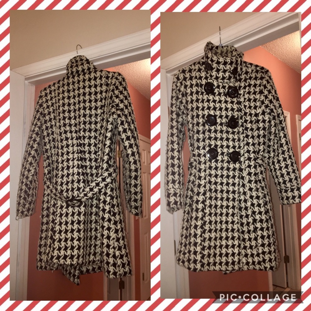 Long Houndstooth Peacoat!!! - Picture 4 of 5