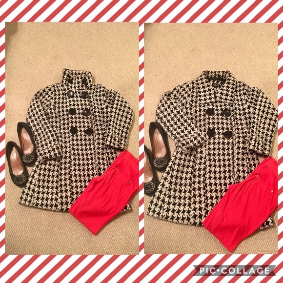 Long Houndstooth Peacoat!!! - Picture 3 of 5