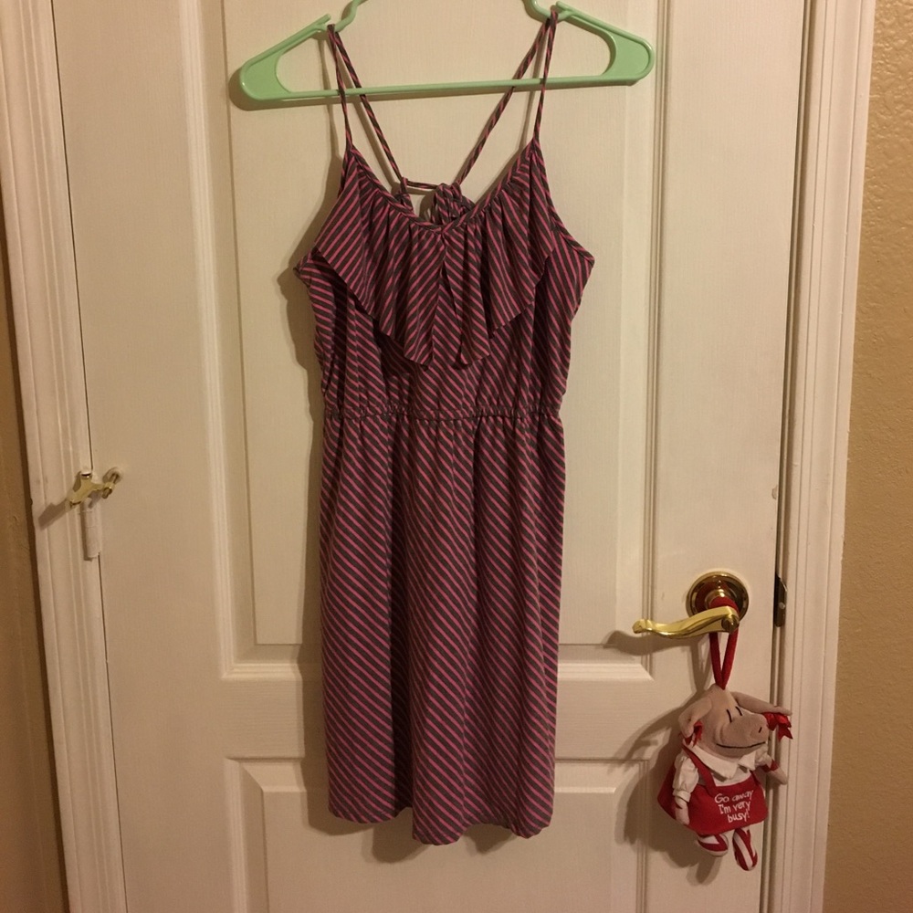 Pink and grey striped dress