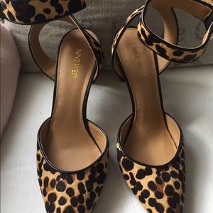 Very sexy animal print mules w/ankle belts, 8.5