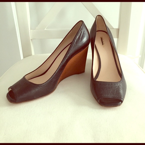 NWOT Prada Peep Toe Two Tone Wedges, Sz 40 - Picture 1 of 7