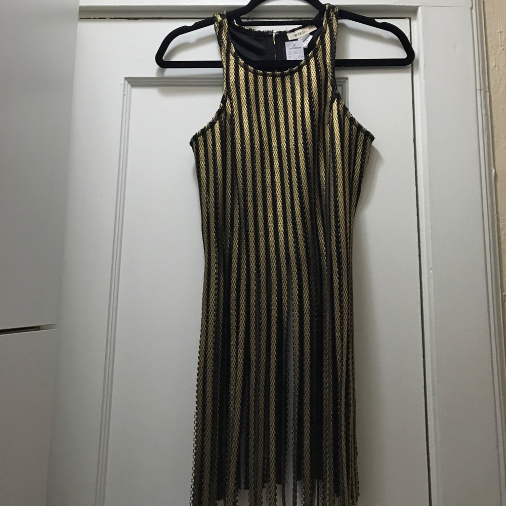 Gold and Black Fringe Top