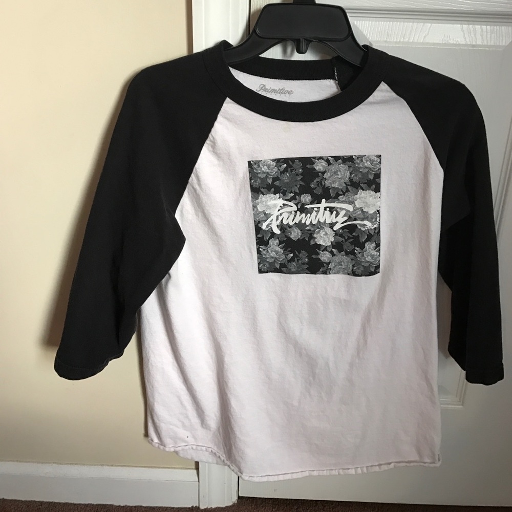 Black and White Primitive Baseball Tee