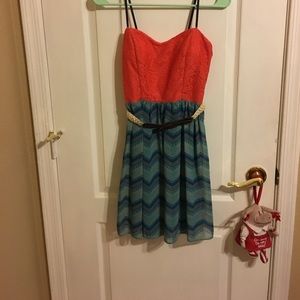 Orange and blue dress
