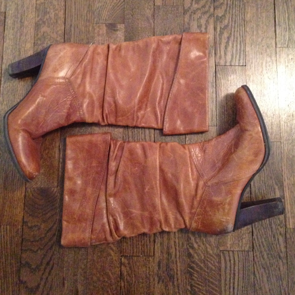 Leather heel boots