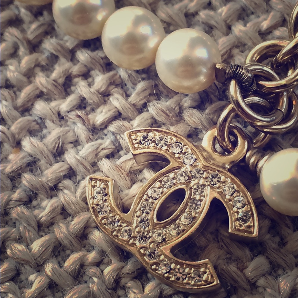 SOLD - CHANEL Pearl Bracelet with Crystal Charm