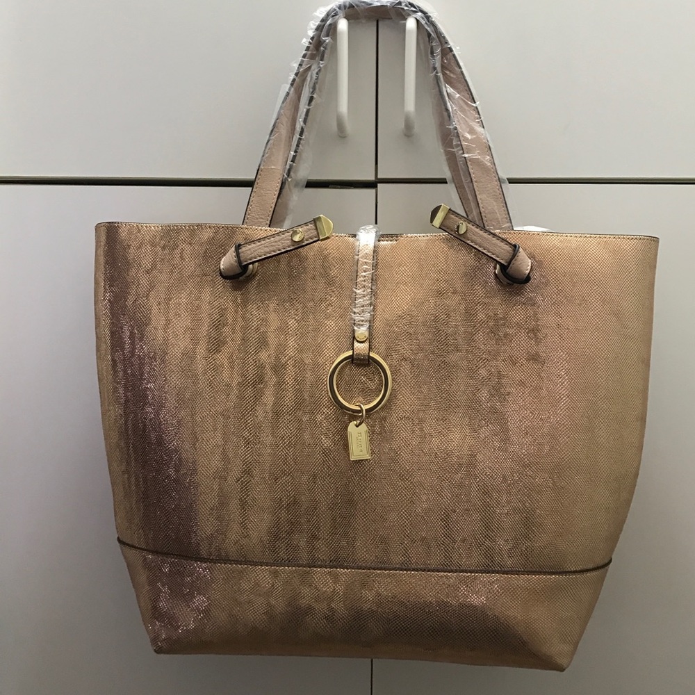 Gold Metallic Dune London Tote Bag
