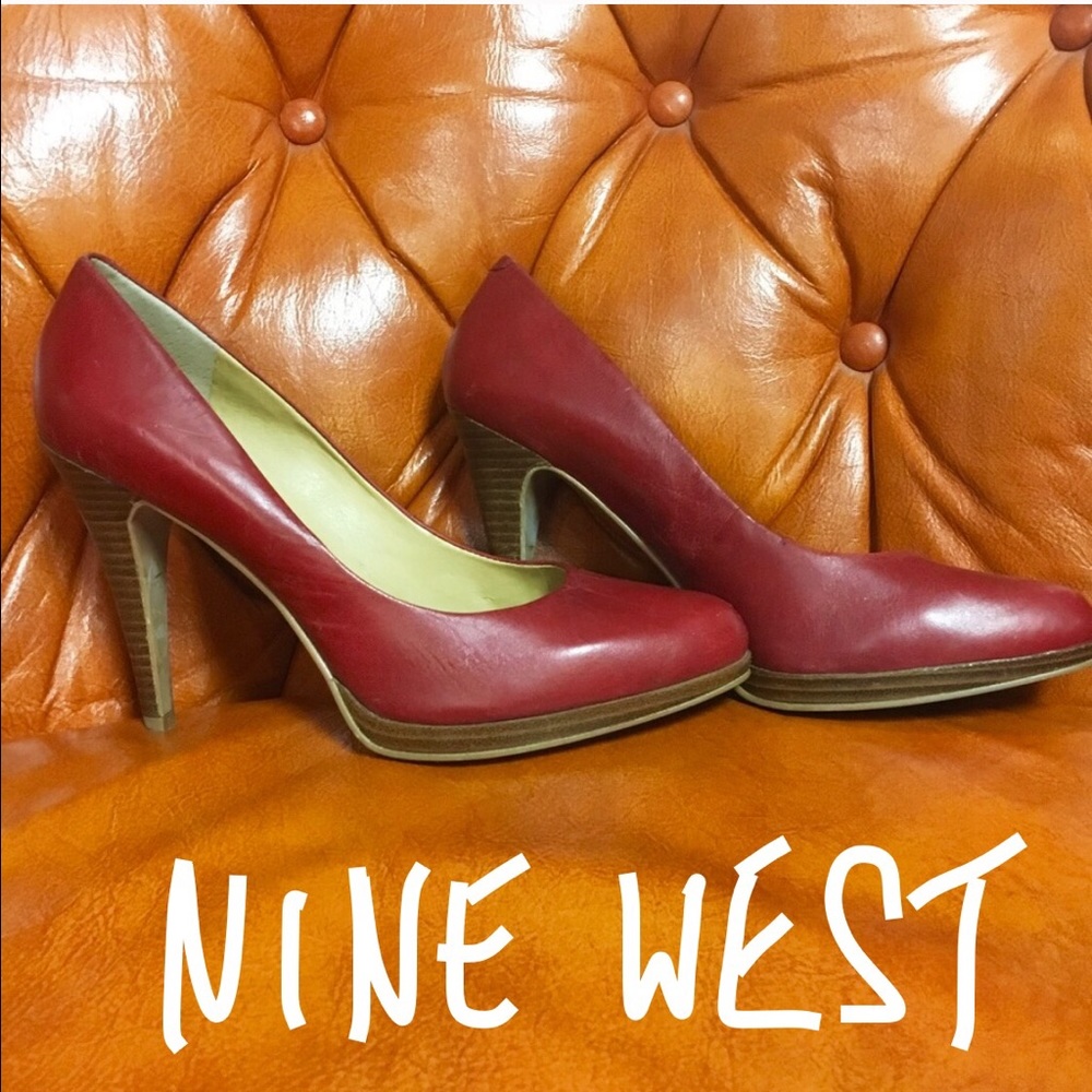 NINE WEST Red LEATHER PUMPS Heels