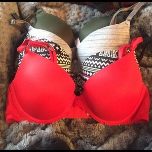 Bundle of 4 never worn cute push up Pink bras