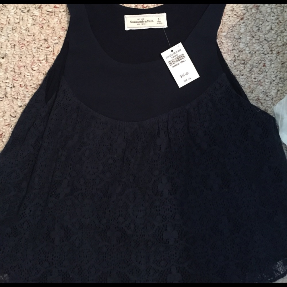 Abercrombie and Fitch Navy Lace Crop top