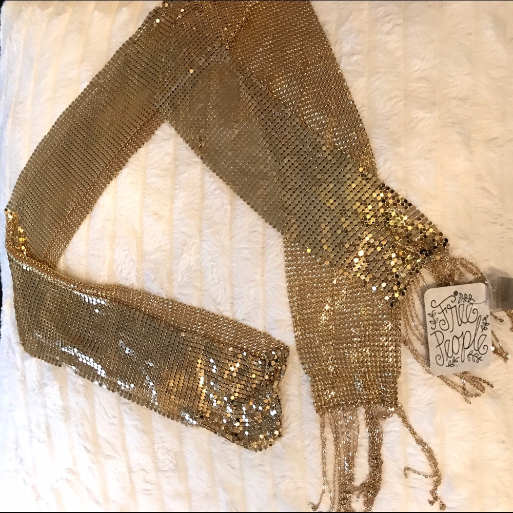 Free People- Last Dance Chainmail Skinny Scarf - Picture 5 of 7