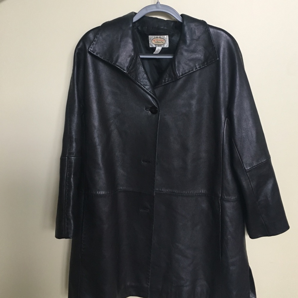 Talbots black genuine supple leather Xl coat