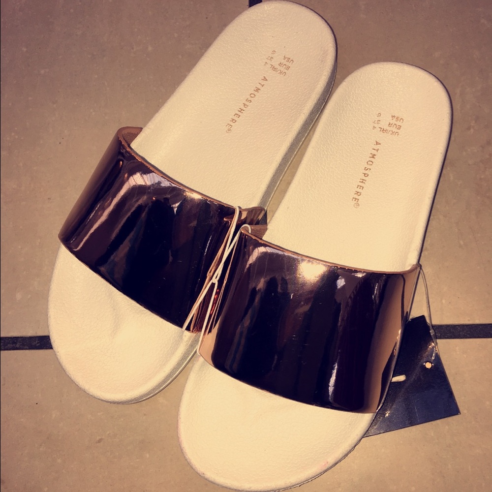 Metallic rose gold Slides