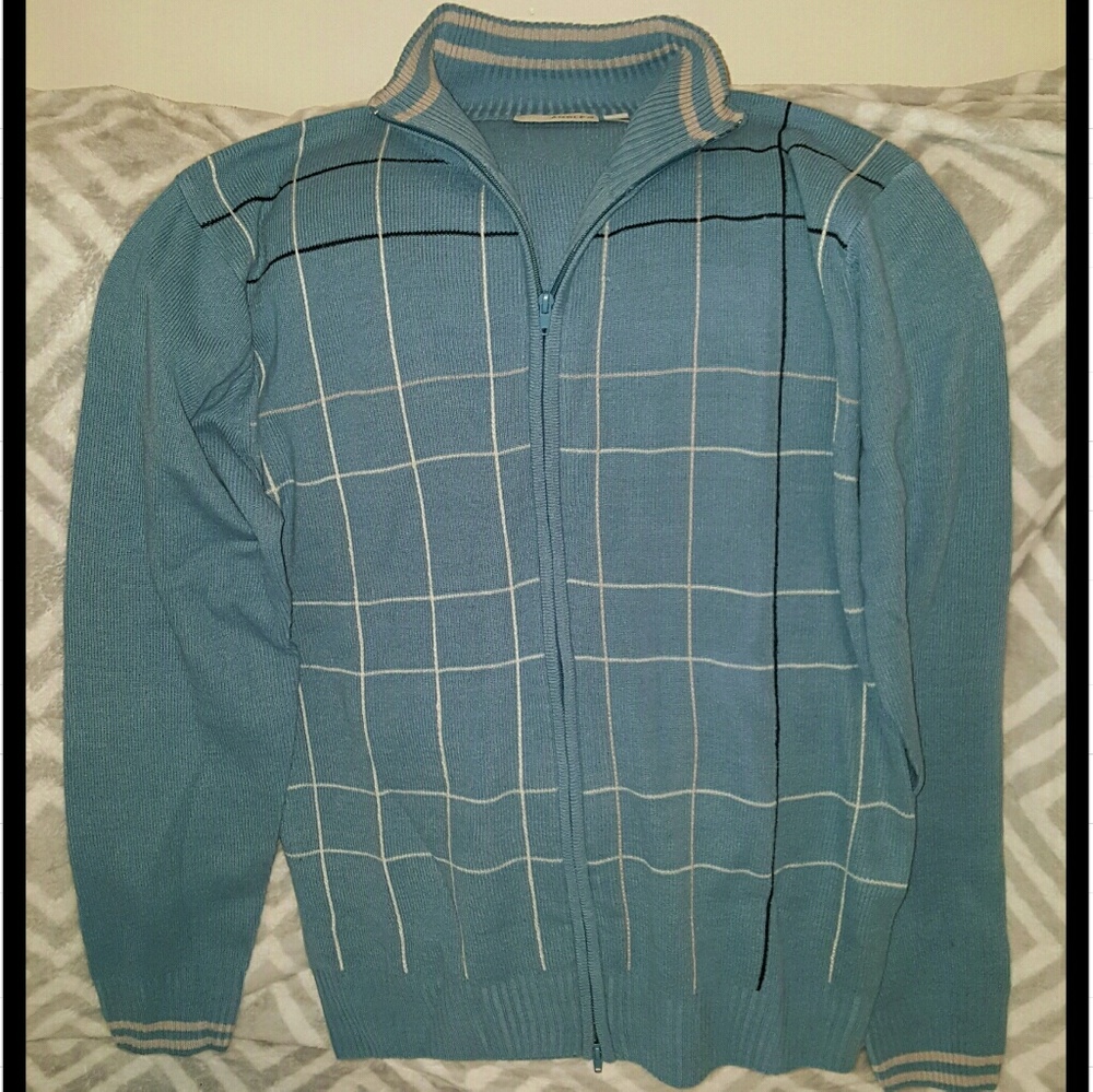 Adolfo blue zip up sweater medium