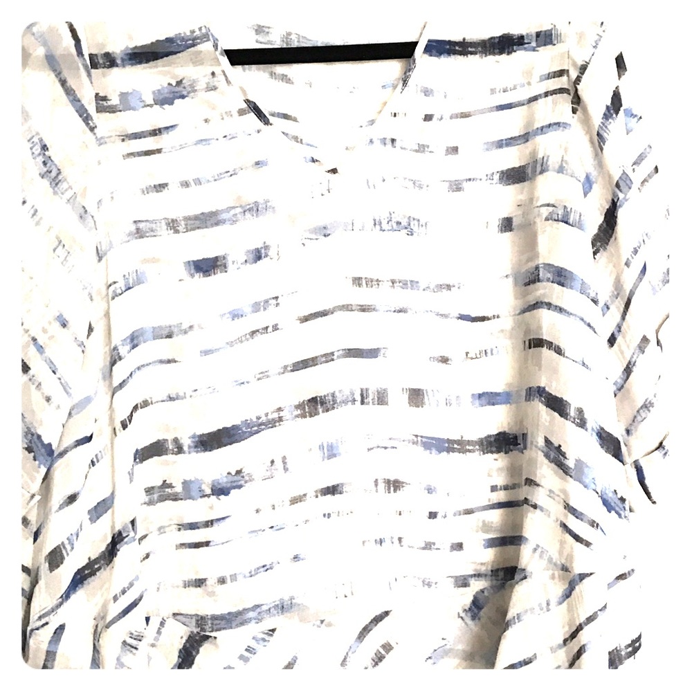 Zoa sheer light gray and blue sleeveless top