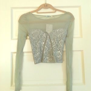 Urban Outfitters mint sheer long sleeve top sizeXS