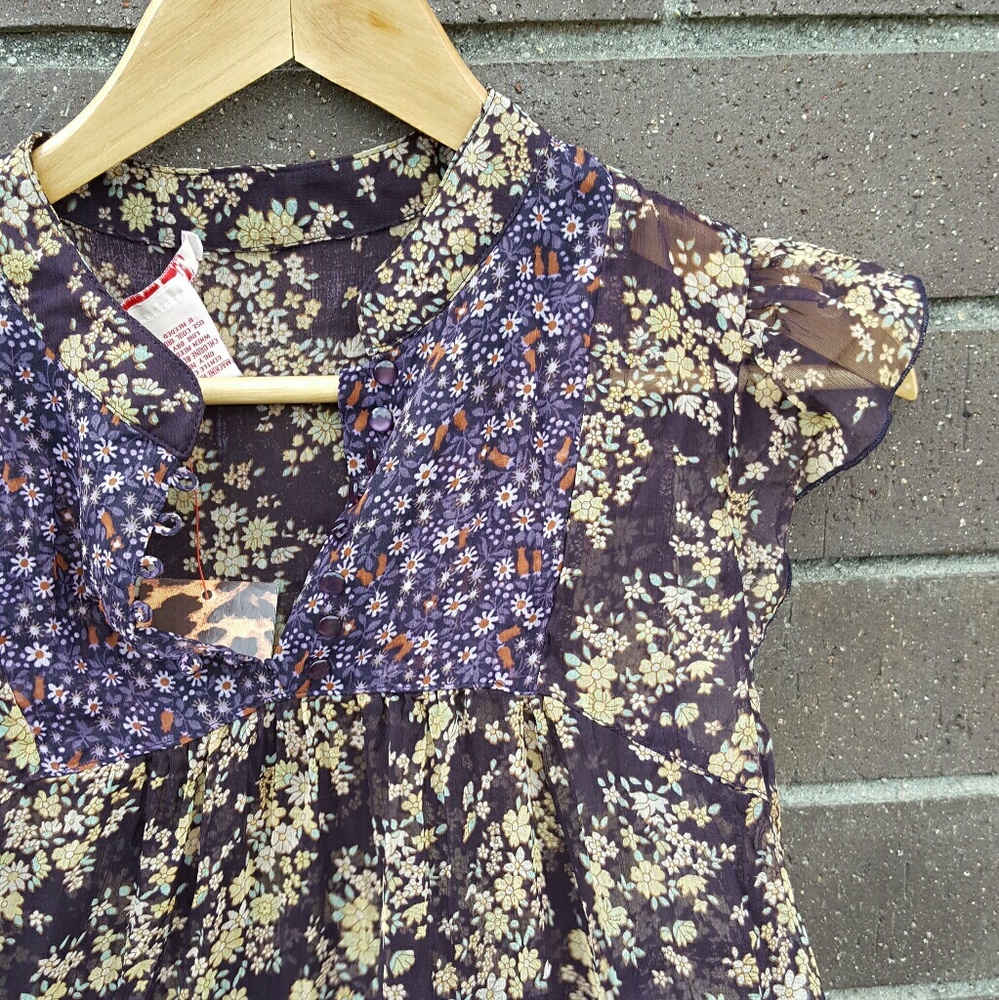 SOLD.   Sheer Purple Floral Dress