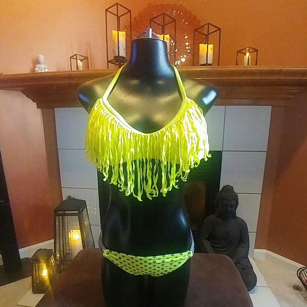 So Neon Yellow Fringe Bikini