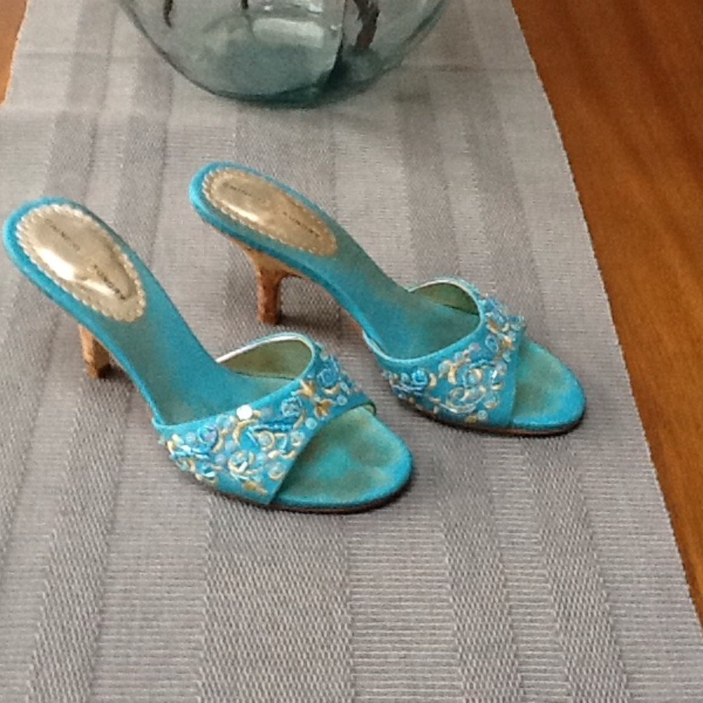 Turquoise mules