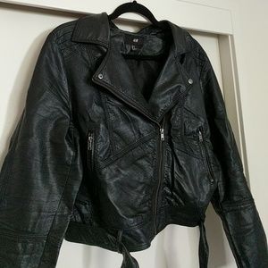 Faux leather motorcycle jacket