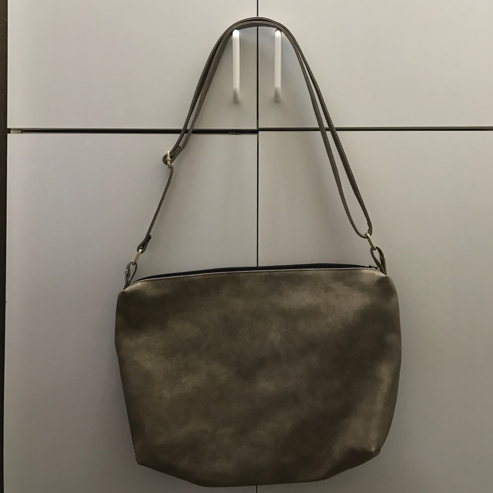 Taupe Faux Leather Satchel