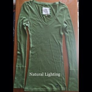 Abercrombie & Fitch green tight long sleeve shirt