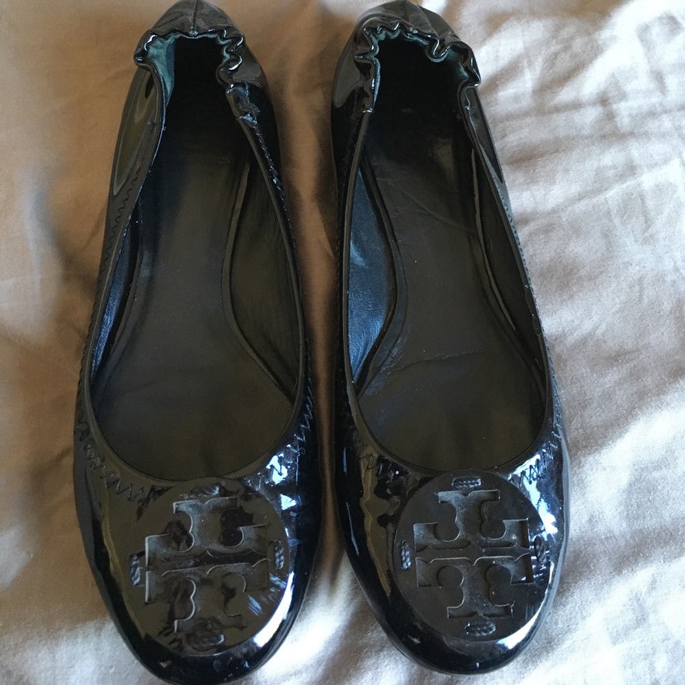 Tory Burch black patent leather Reva Flats