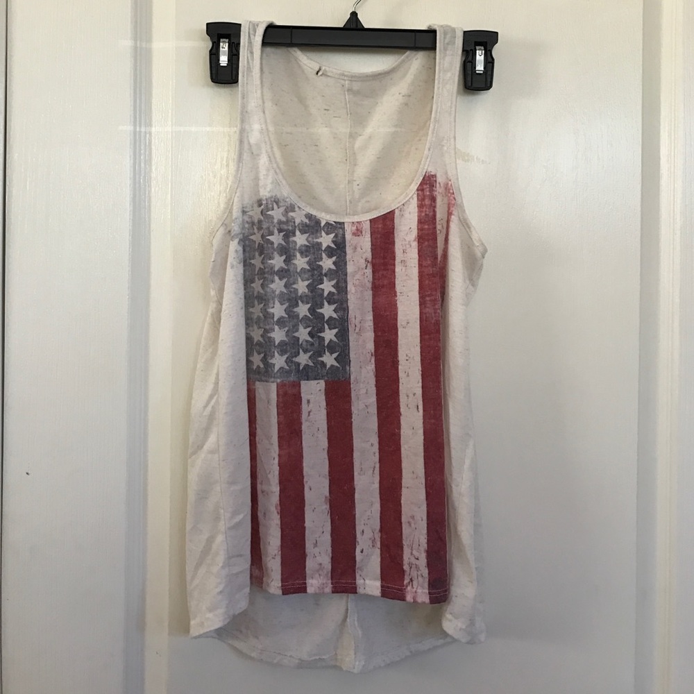 High-low American flag tank top