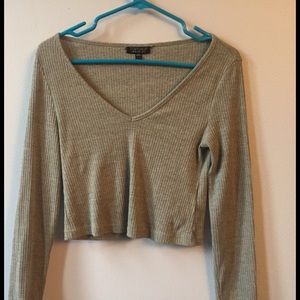 Grey cropped TopShop long sleeve!!