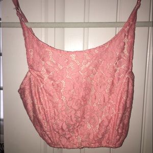 Light pink lace crop top
