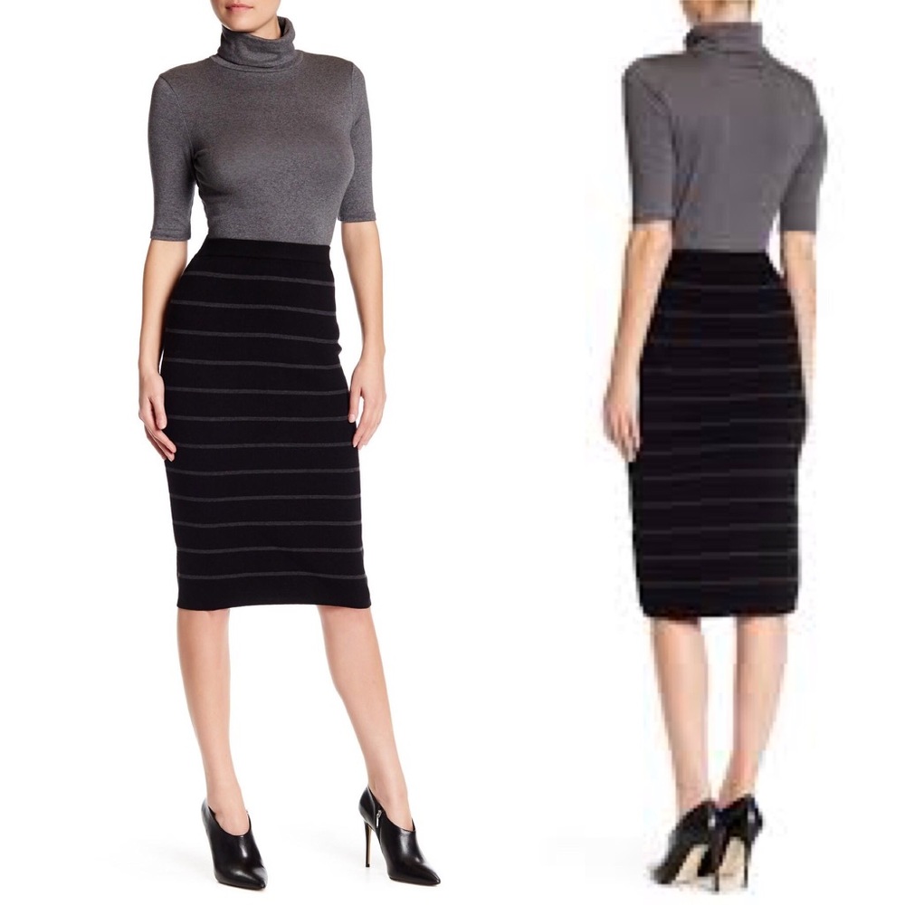 MAX SUDIO Knit Striped Midi Skirt