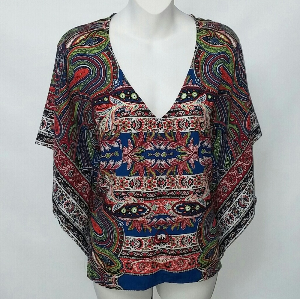 MIAMI: Super SEXY Deep V Tunic Blouse NWOT