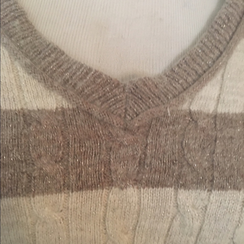Loft Striped V-Neck Sweater - Picture 3 of 4