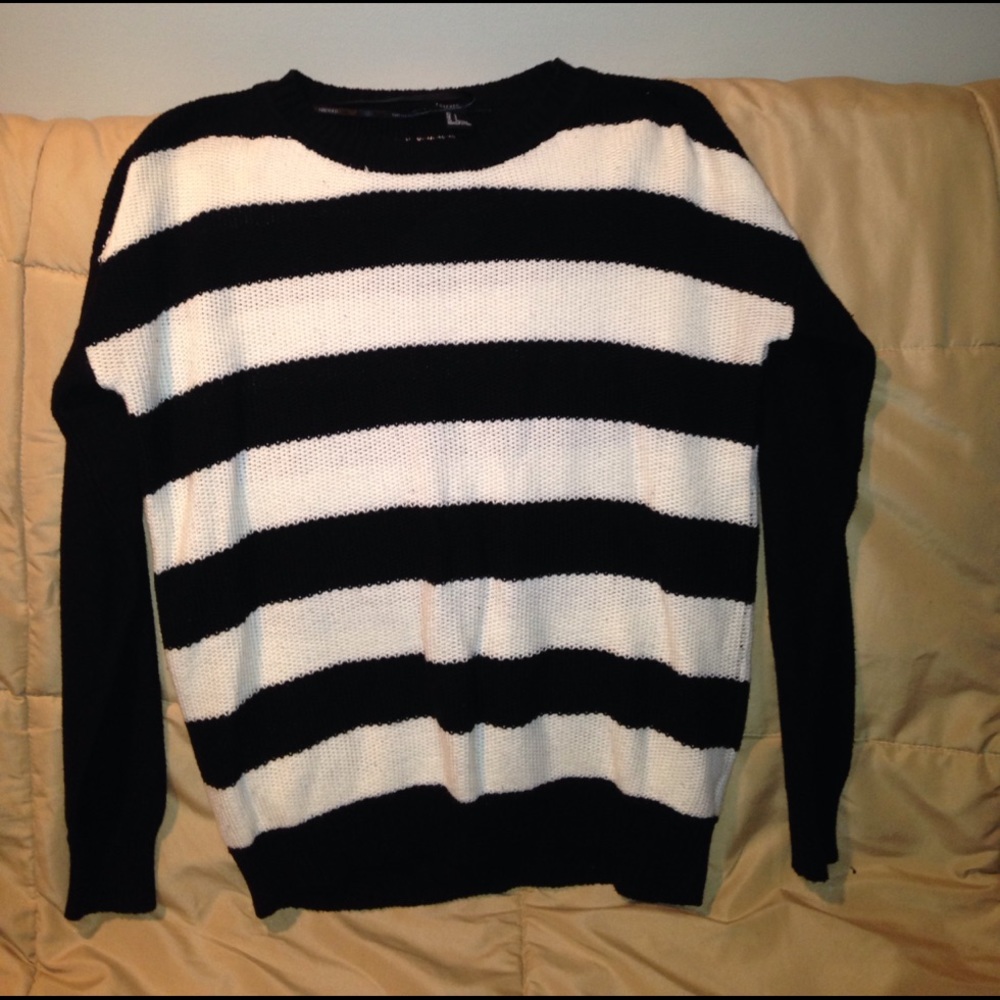 black and cream sweater