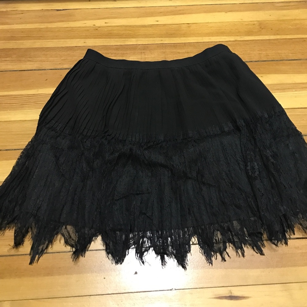 Black Lace Pleated Skirt