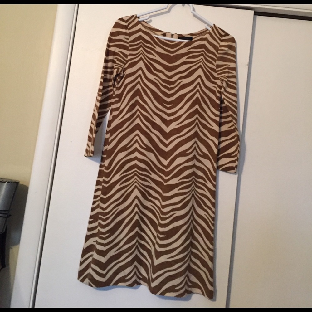 J. Crew small tan/light brown zebra sweater dress