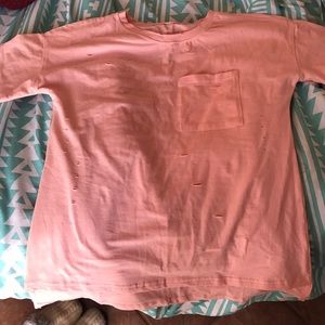 SALMON RIPPED TEE.