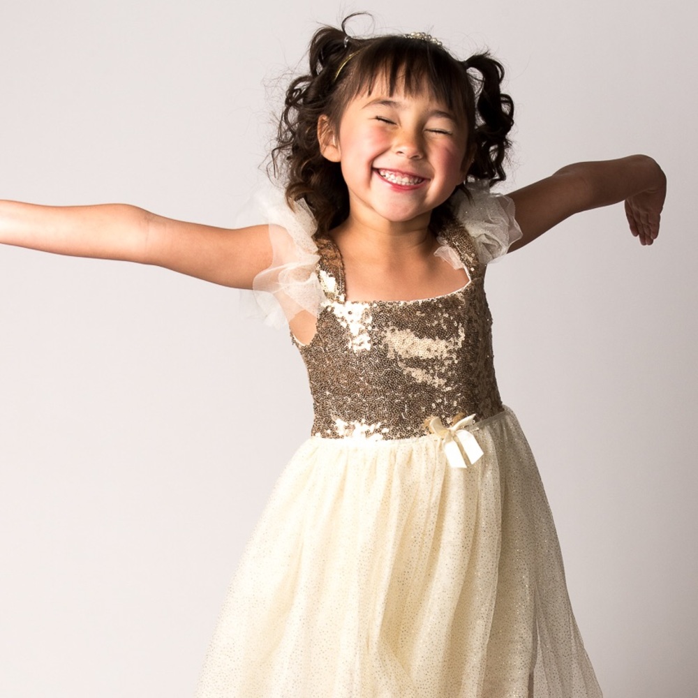 Gold sparkly princess dress