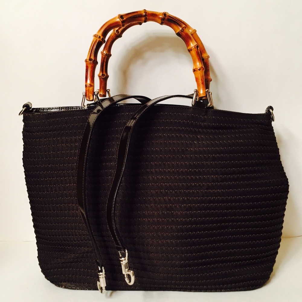 Gucci Brown  Woven Bamboo 2-way Tote