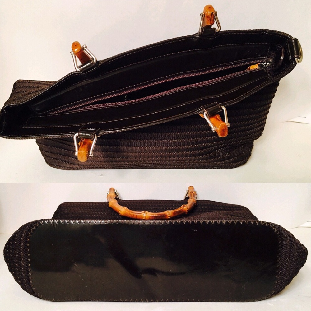 Gucci Brown  Woven Bamboo 2-way Tote - Picture 6 of 8