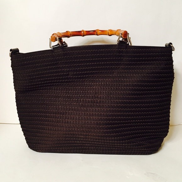 Gucci Brown  Woven Bamboo 2-way Tote - Picture 2 of 8