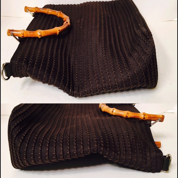 Gucci Brown  Woven Bamboo 2-way Tote - Picture 3 of 8