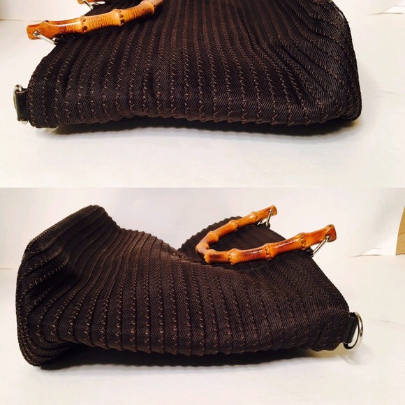 Gucci Brown  Woven Bamboo 2-way Tote - Picture 4 of 8