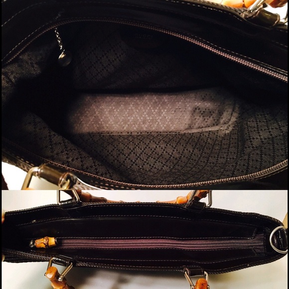 Gucci Brown  Woven Bamboo 2-way Tote - Picture 5 of 8